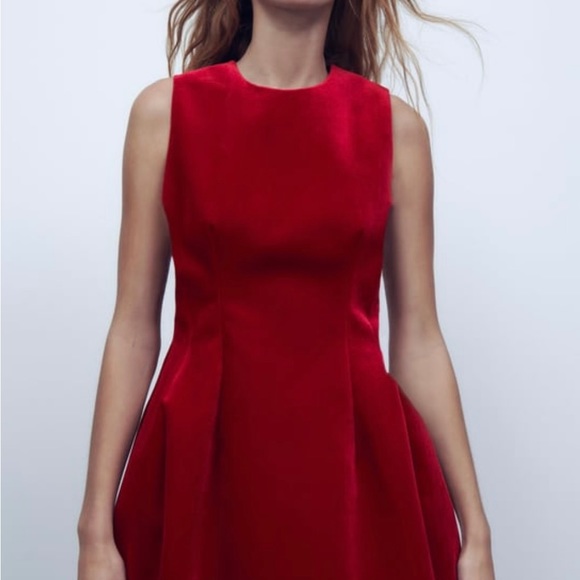 Zara Dresses Zara Red Velvet Dress New Poshmark
